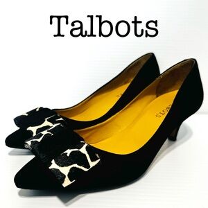 Talbots Dahlia Black and White Kitten Heel Pumps with Bow Size 7